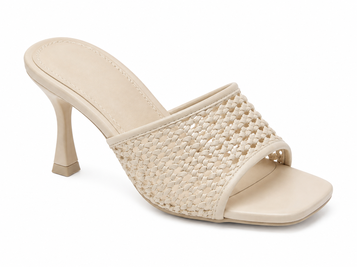 Aria Woven Slide Heels - Beige