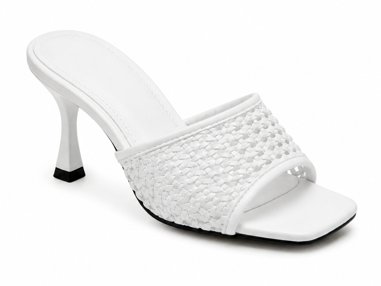 Aria Woven Slide Heels - White