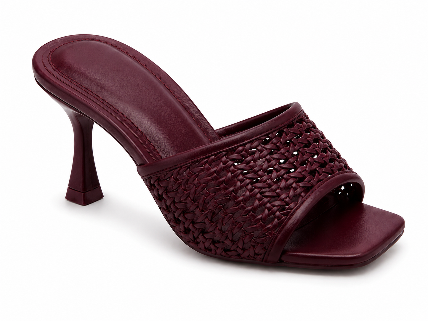 Aria Woven Slide Heels - Burgundy