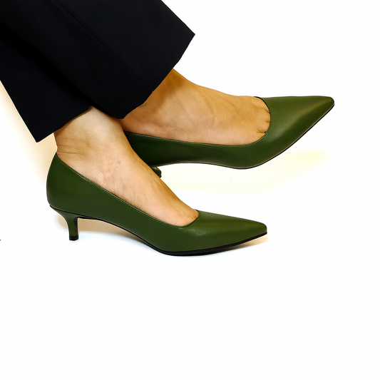 Olive Classic Kitten Heels 5cm .