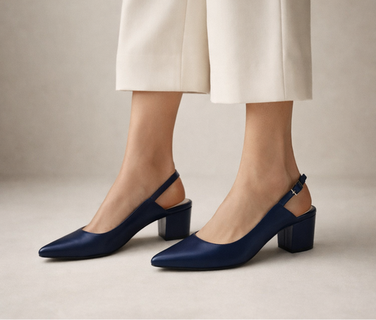 The Refined Slingback - Navy Blue