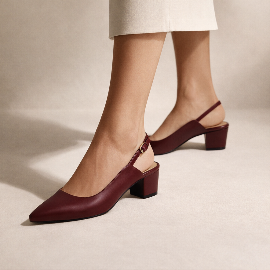 The Refined Slingback - Burgundy
